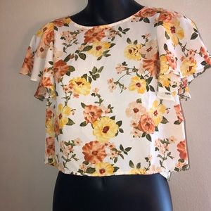 Flower crop top blouse